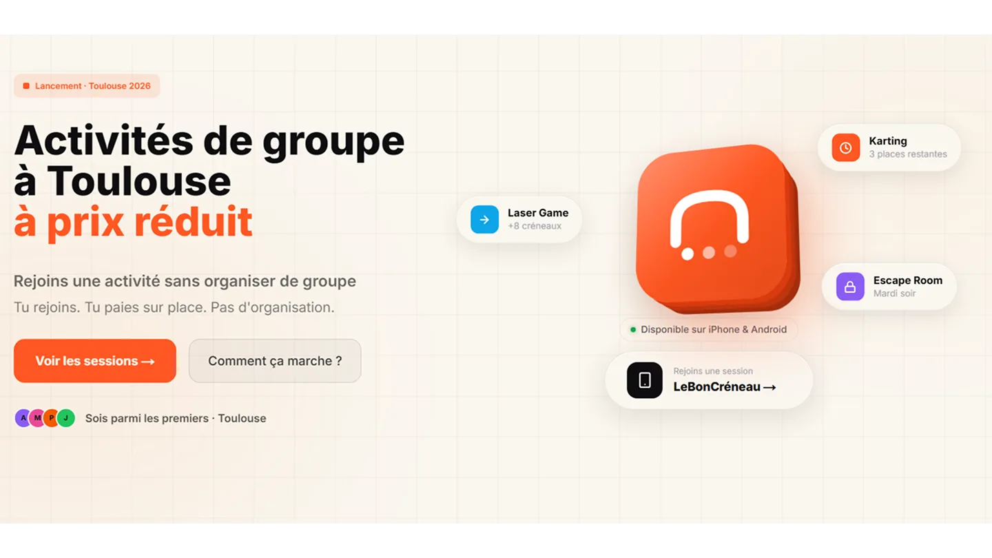 Aperçu du projet LeBonCreneau : plateforme de loisirs