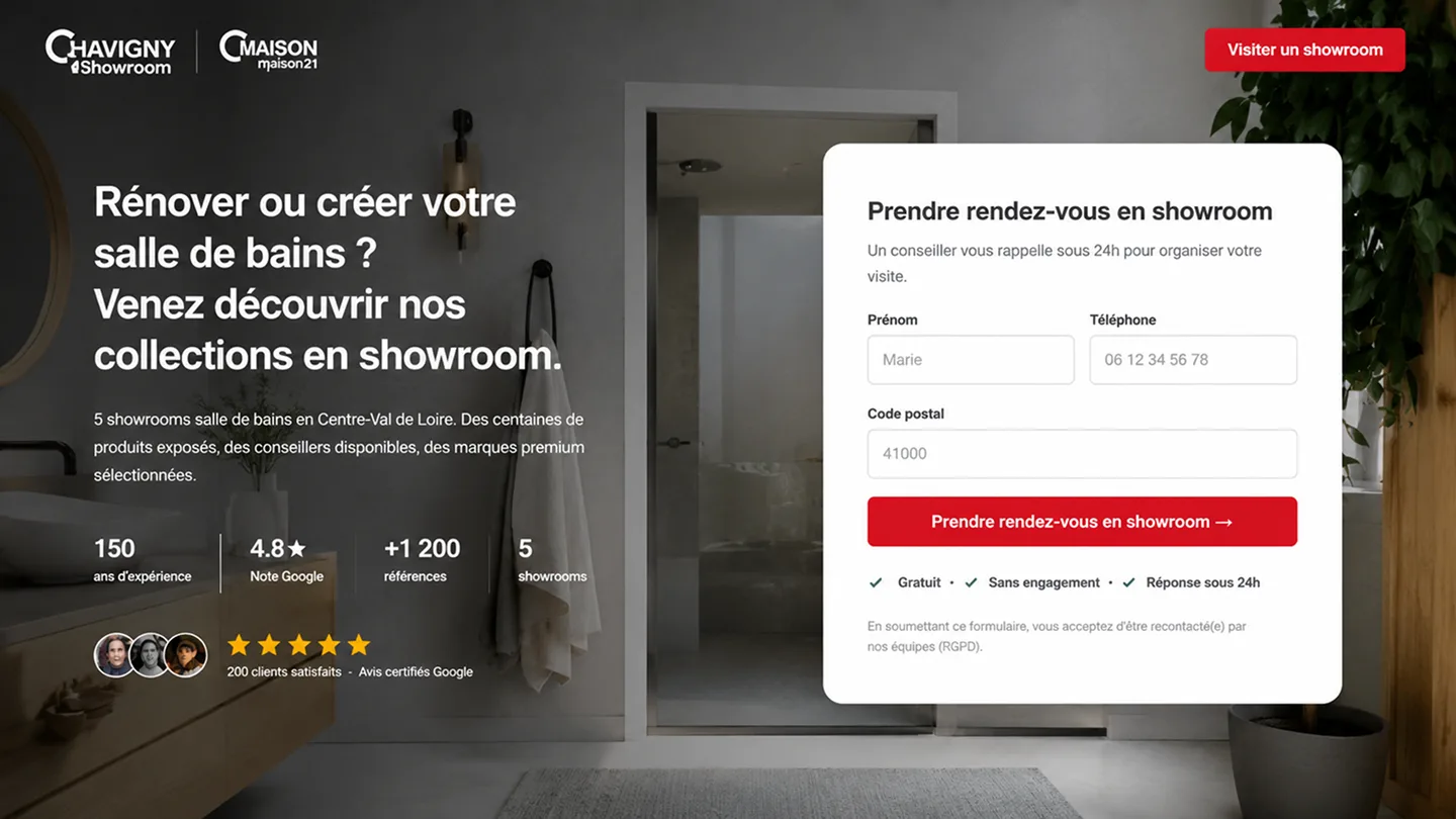 Aperçu du projet Chavigny : landing page